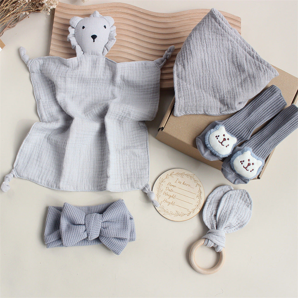 Lamgas Baby Gift Set – Soft Towel, Socks, Teether & Hair Band