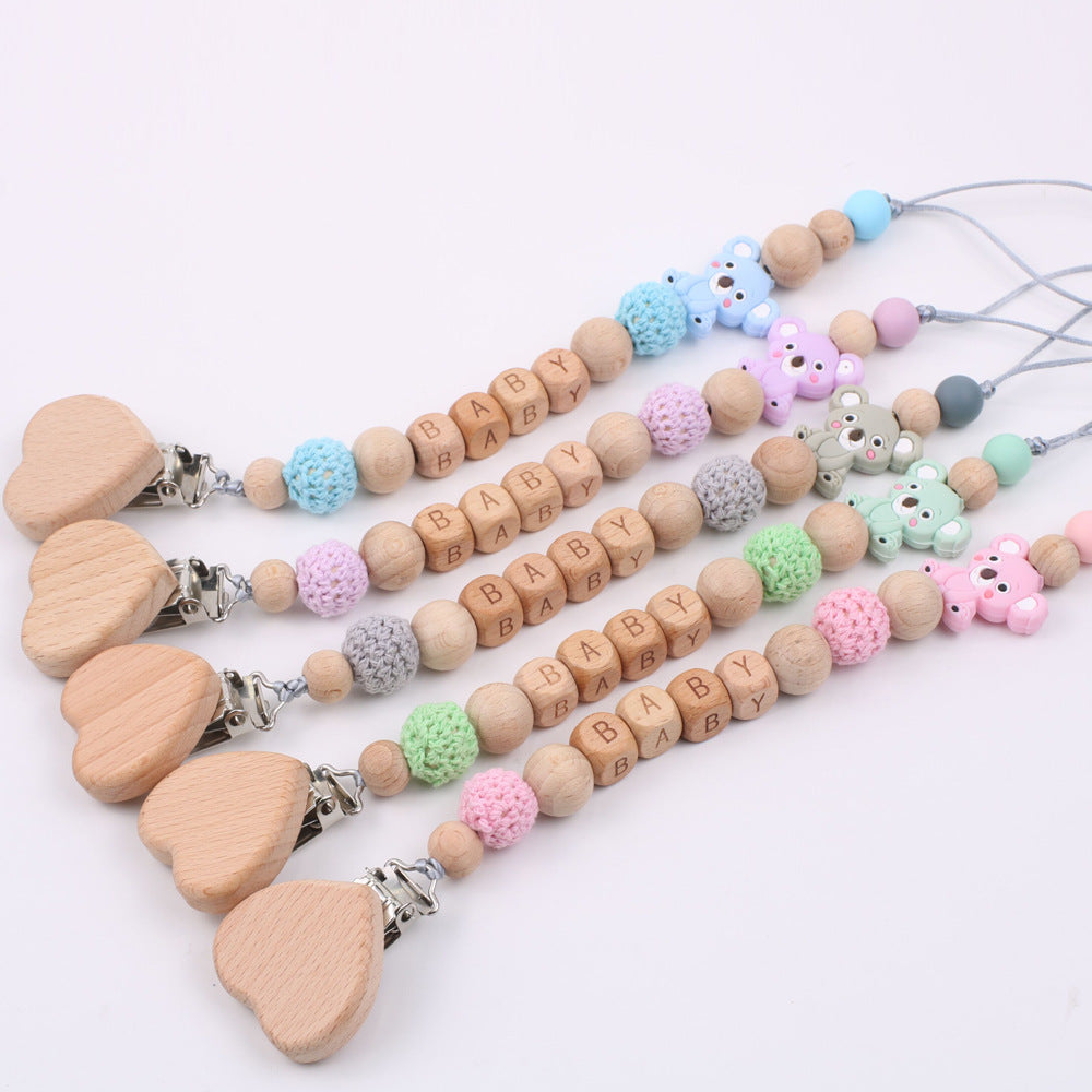Natural Wooden Pacifier Chain for Babies
