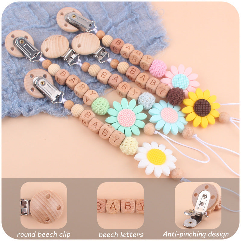 Baby Beech Pacifier Clip with Natural Style