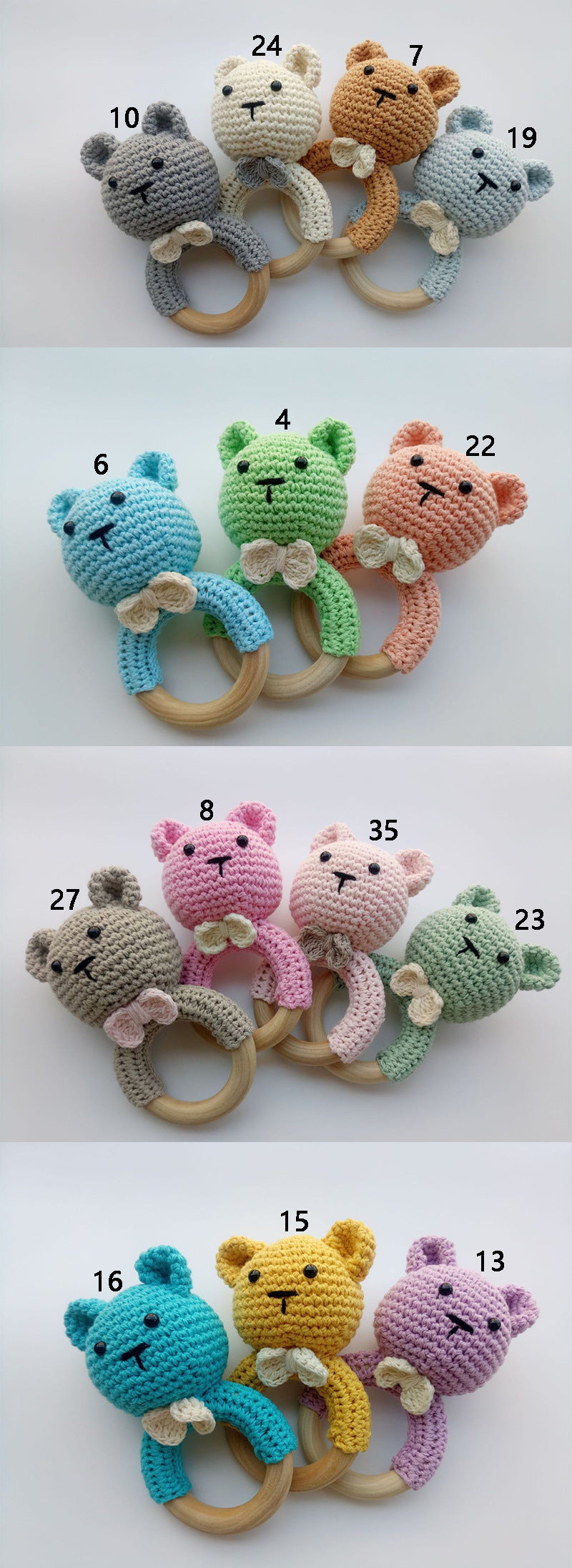 Hand‑Hook Wool Baby Teether – Lotus Ball & Wood Ring