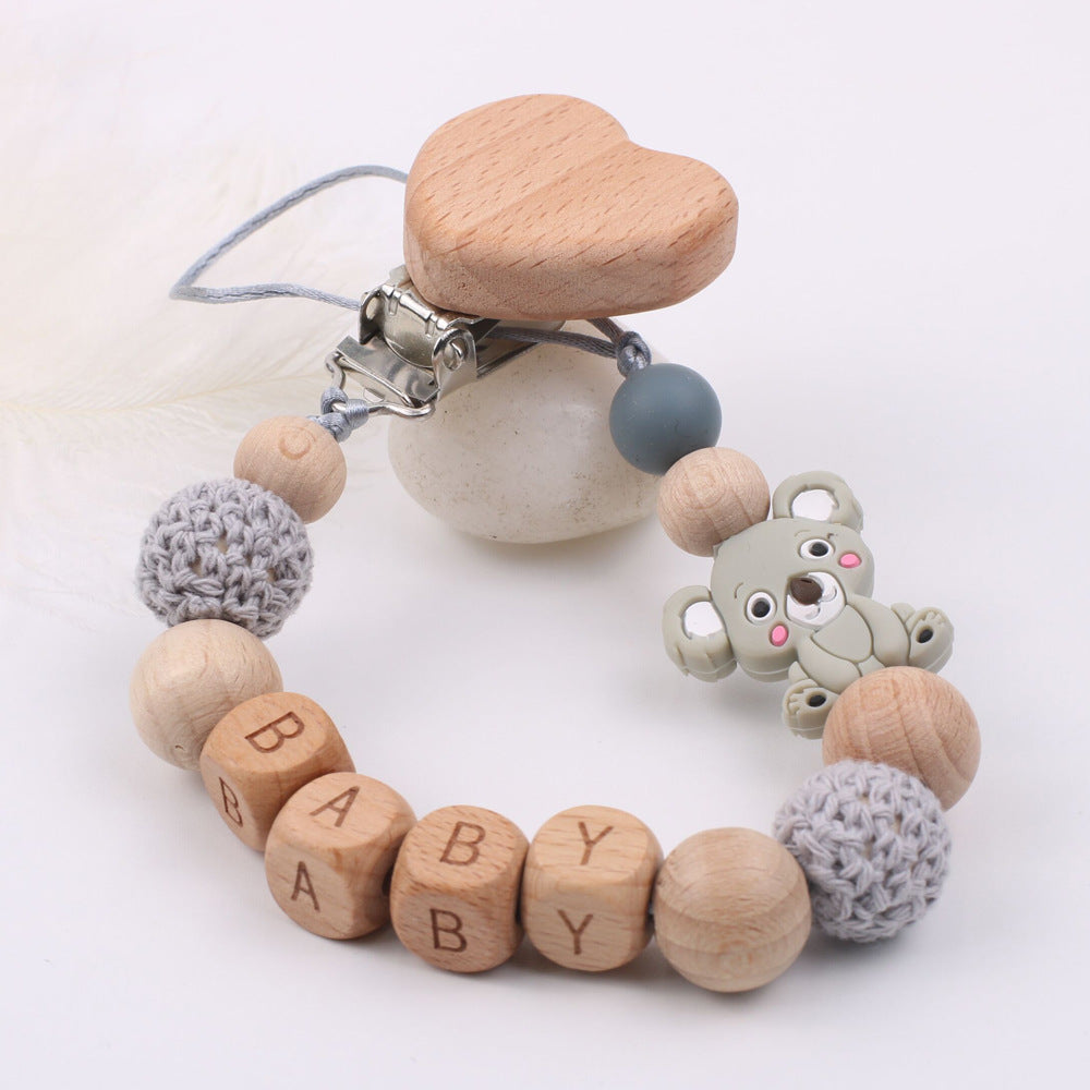 Natural Wooden Pacifier Chain for Babies