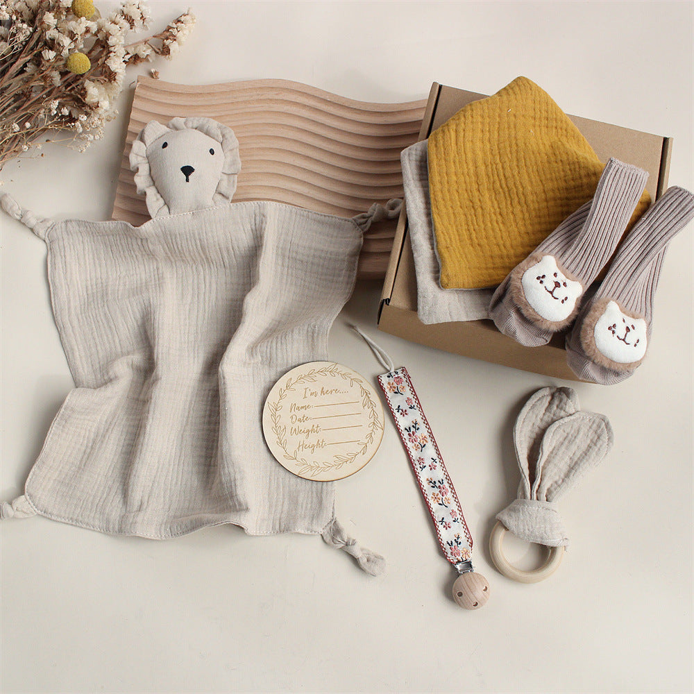 Lamgas Baby Gift Set – Soft Towel, Socks, Teether & Hair Band