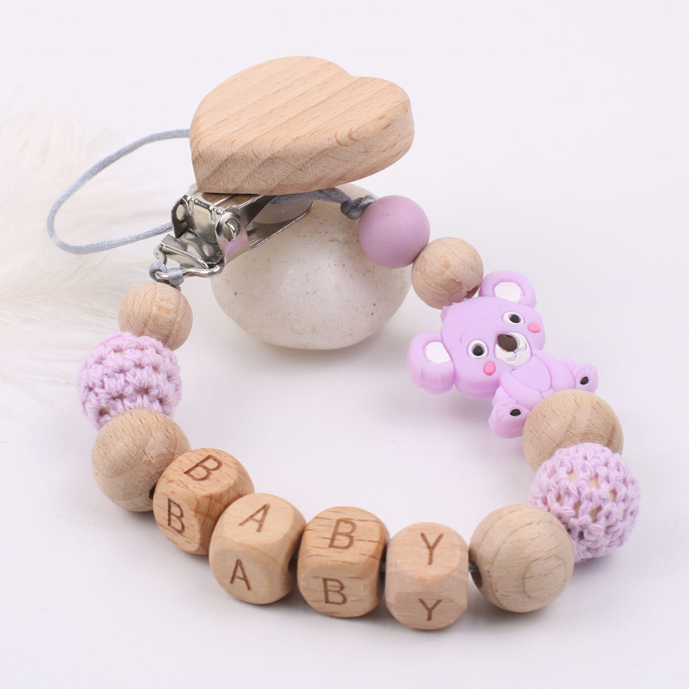 Natural Wooden Pacifier Chain for Babies
