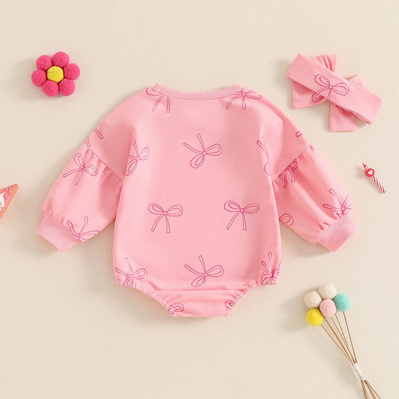 Long Sleeve Baby Girl Bow Romper – Cute Everyday Outfit
