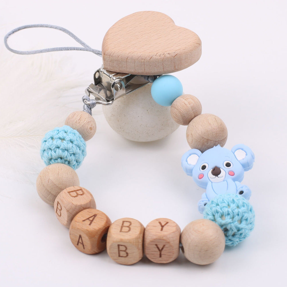 Natural Wooden Pacifier Chain for Babies