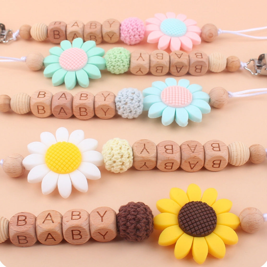 Baby Beech Pacifier Clip with Natural Style