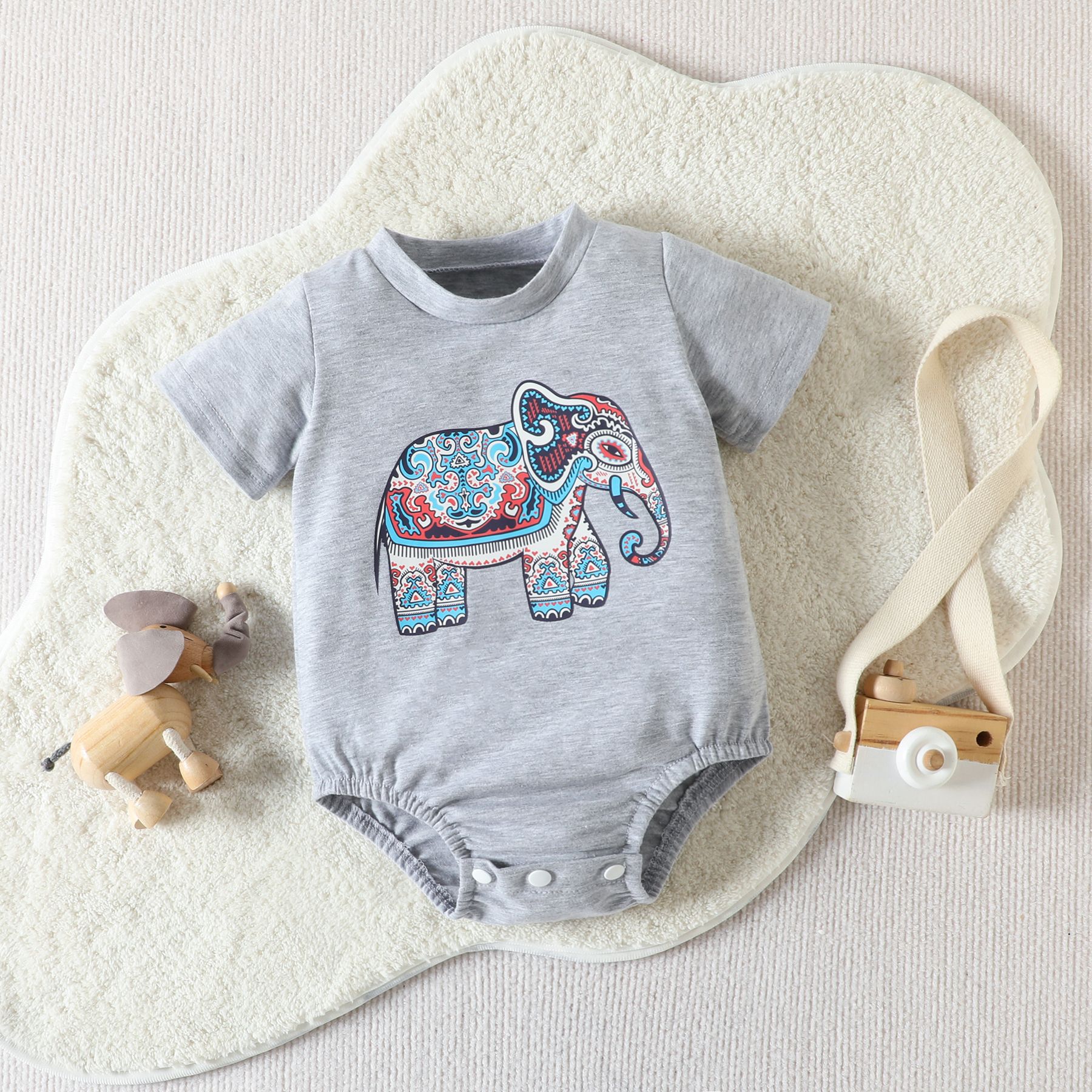 Soft Elephant Print Newborn Jumpsuit – Perfect Baby Gift