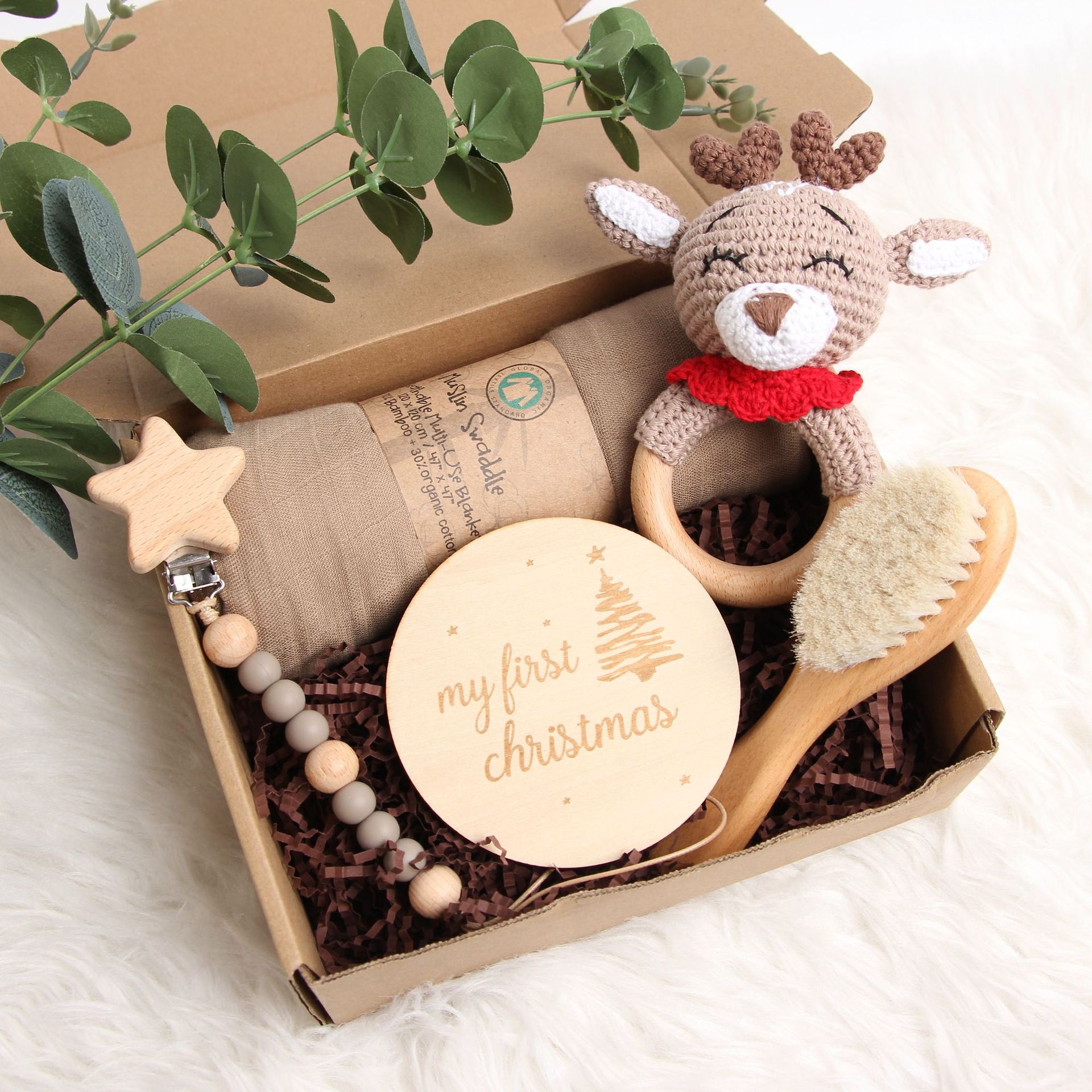 Baby Shower Gift Set – Festive Reindeer & Panda Toy