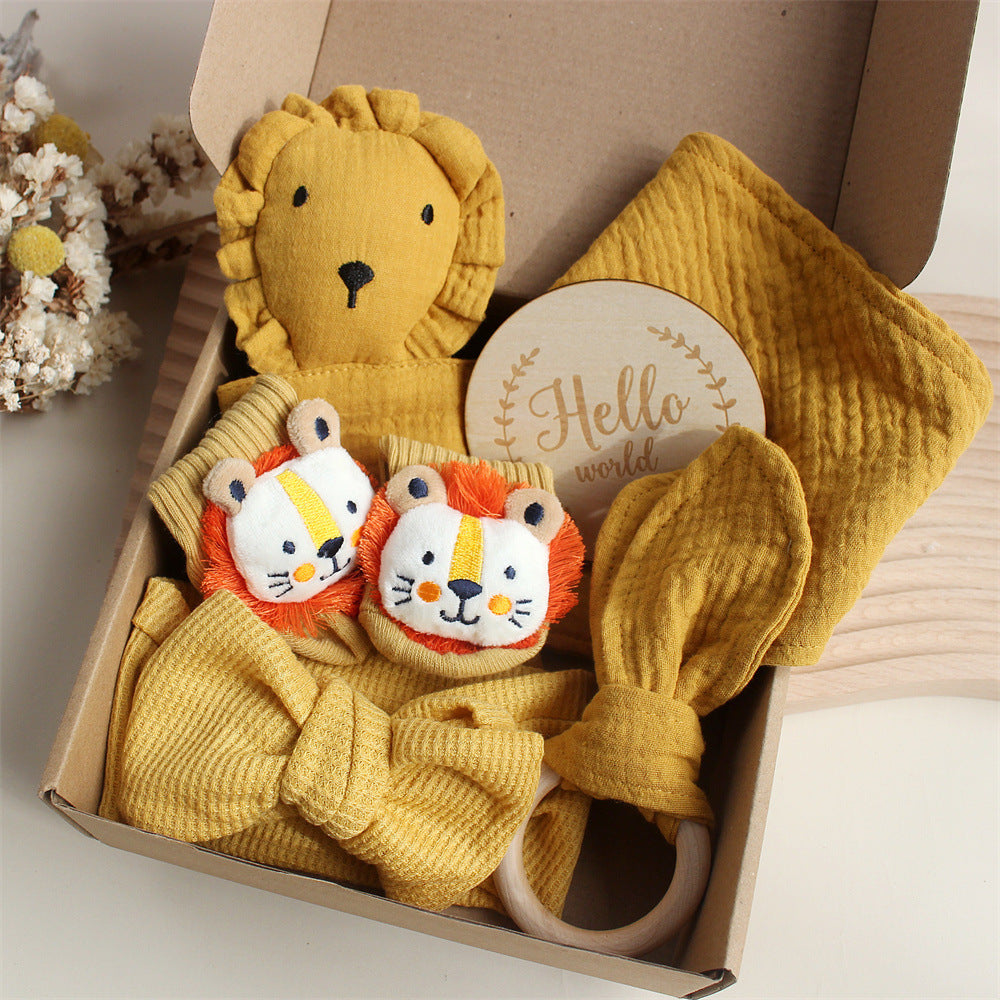 Lamgas Baby Gift Set – Soft Towel, Socks, Teether & Hair Band