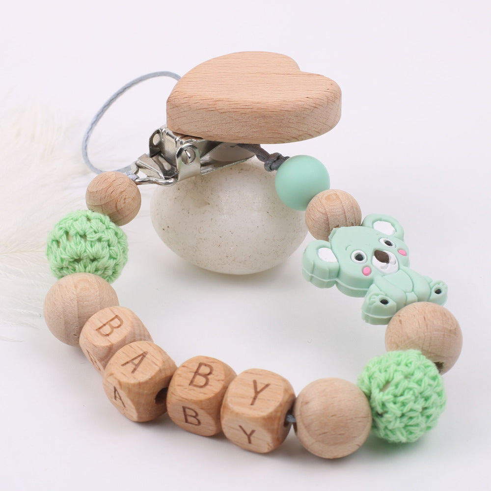 Natural Wooden Pacifier Chain for Babies