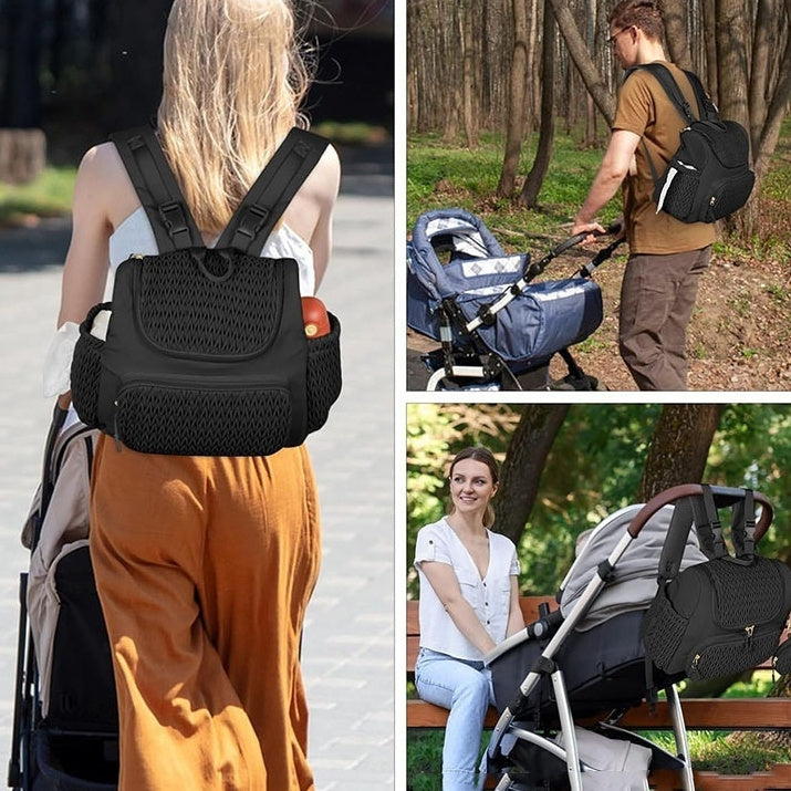 Multifunctional Quilted Diaper Bag Backpack – Stylish & Spacious Baby Travel Bag