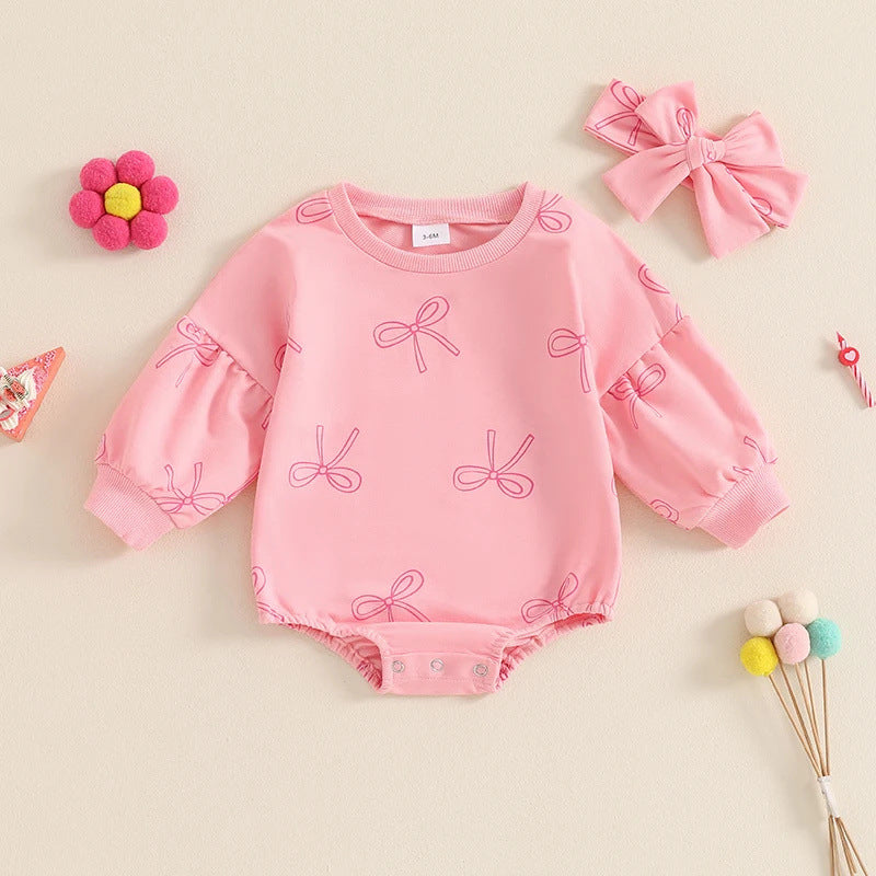 Long Sleeve Baby Girl Bow Romper – Cute Everyday Outfit