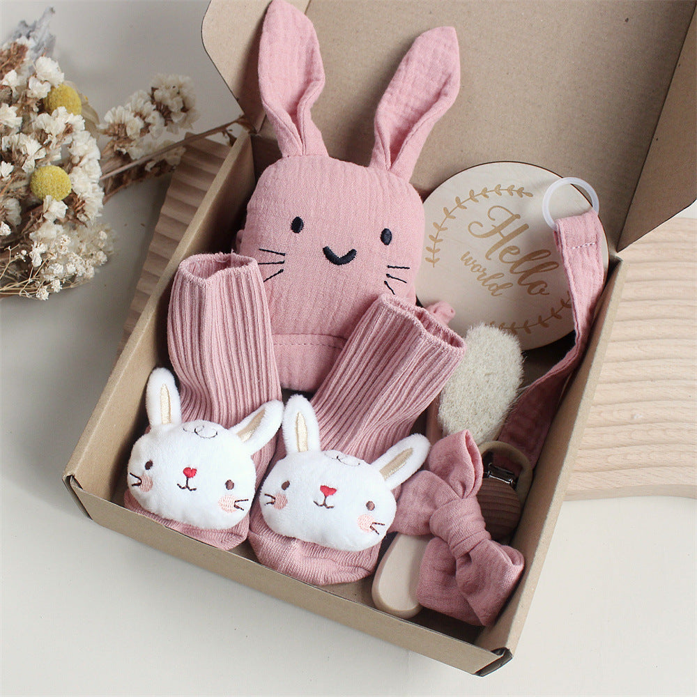 Lamgas Baby Gift Set – Soft Towel, Socks, Teether & Hair Band