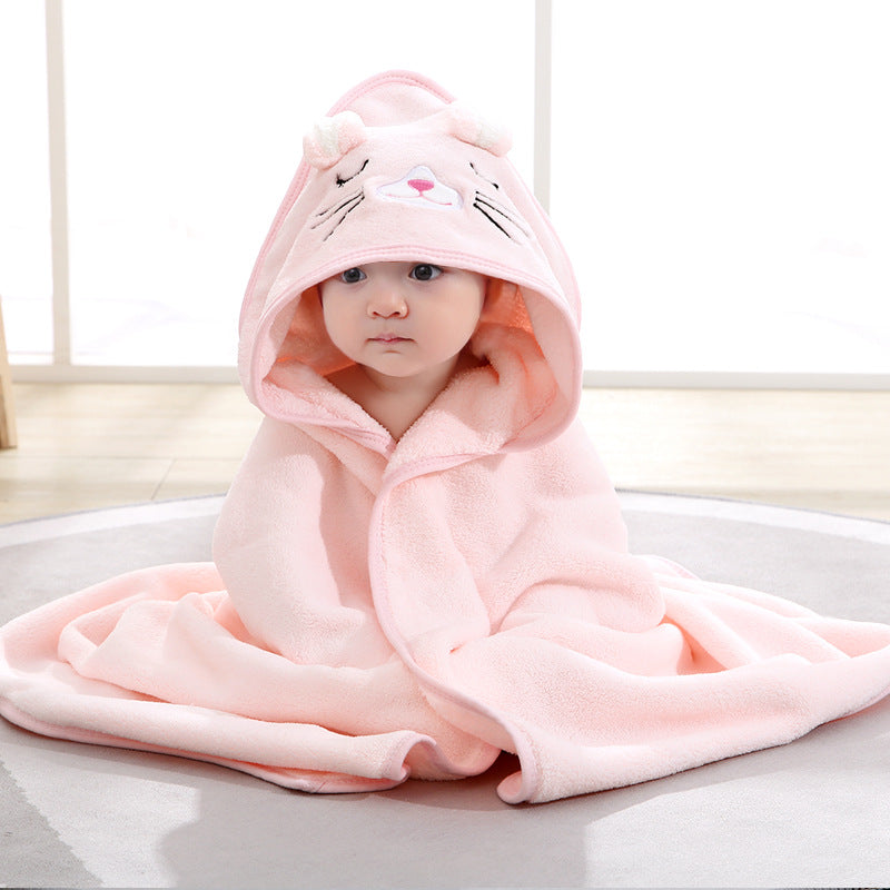 Soft Coral Fleece Hooded Bath Towel Kids Will Love
