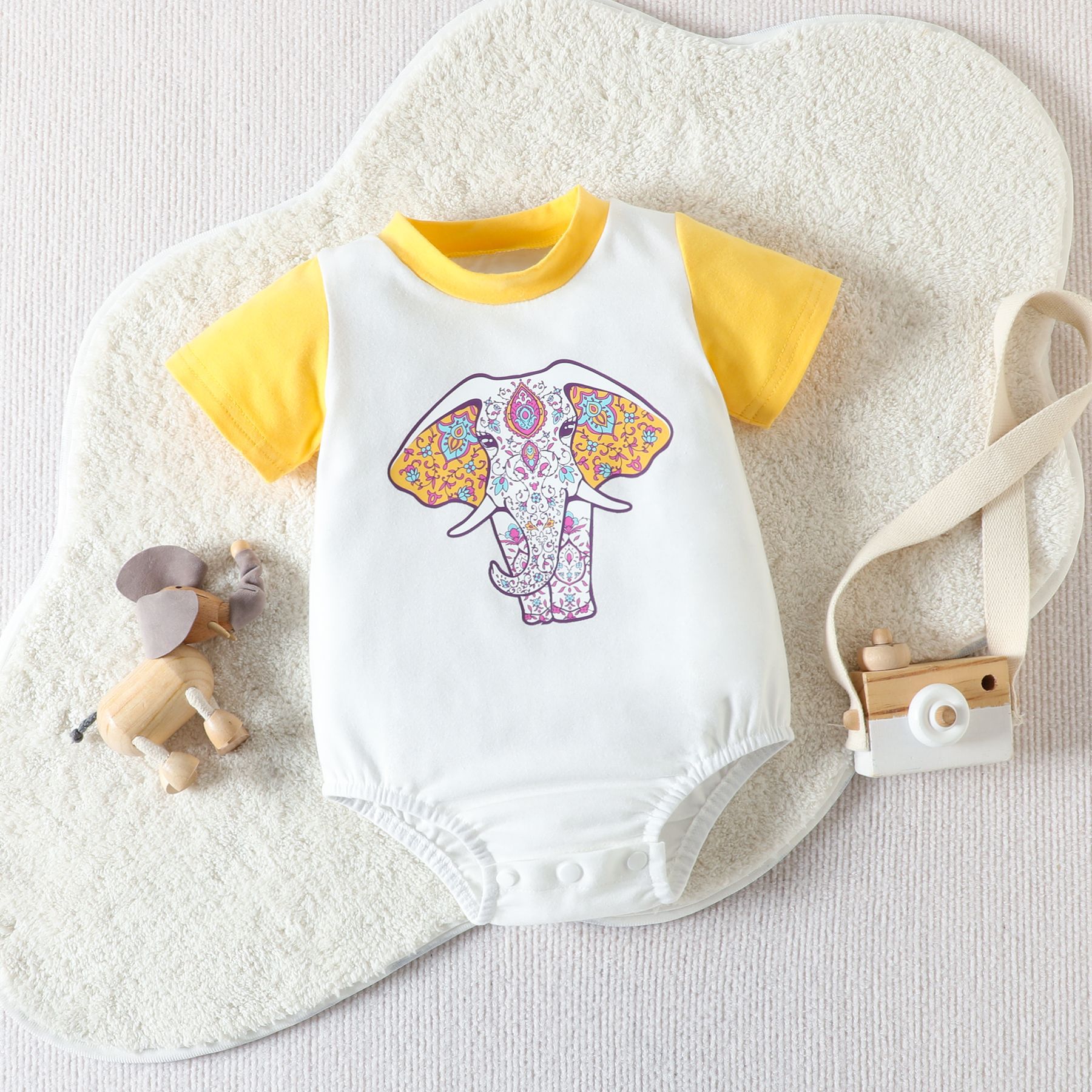 Soft Elephant Print Newborn Jumpsuit – Perfect Baby Gift