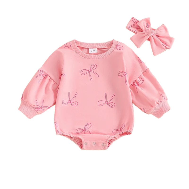 Long Sleeve Baby Girl Bow Romper – Cute Everyday Outfit