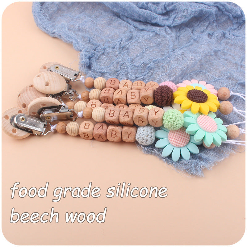 Baby Beech Pacifier Clip with Natural Style