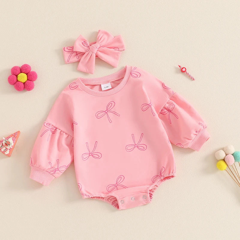 Long Sleeve Baby Girl Bow Romper – Cute Everyday Outfit