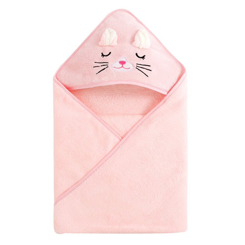 Soft Coral Fleece Hooded Bath Towel Kids Will Love